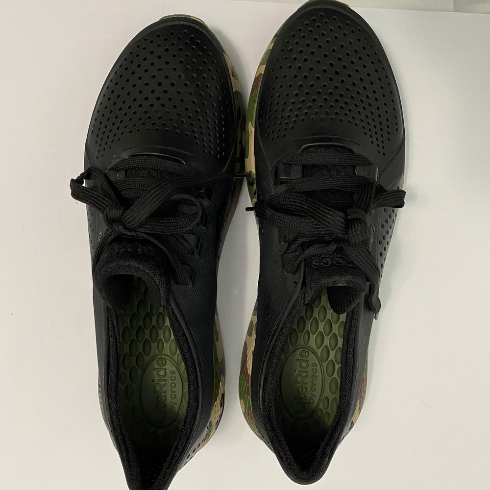 Crocs LiteRide Pacer Mens Size 10 Black Camo Excellent Camouflage Sneakers - Picture 5 of 8